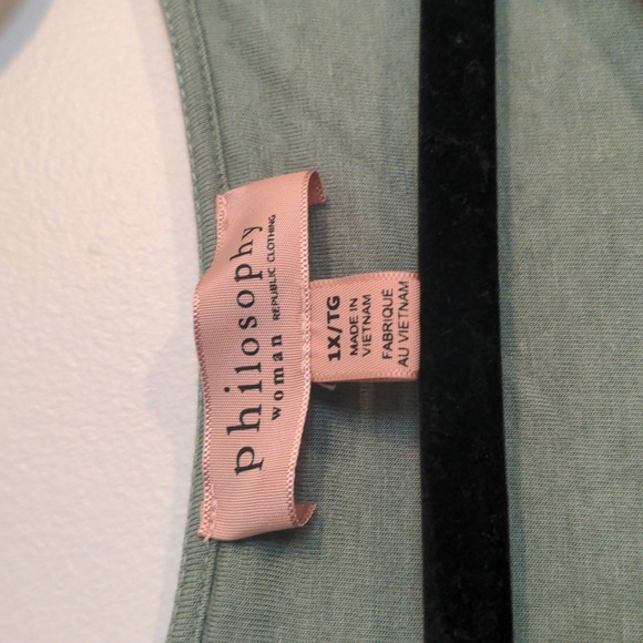 Philosophy 1x raylon green top blouse - Picture 2 of 7